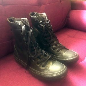 Black Leather Converse Hightops